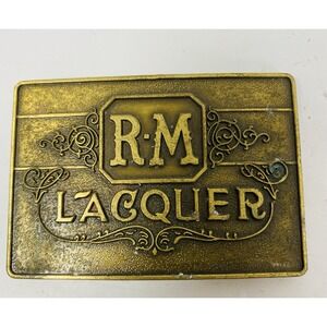 RM Lacquer Brass Belt Buckle Cowboy Vintage